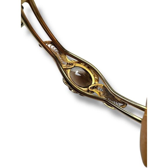 L Fonts 12K GF Smoky Quartz Jewelry Set Bangle Bracelet Brooch Pendant - Picture 10 of 16